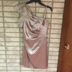 Champagne One Shoulder Dress for Wedding or Dance